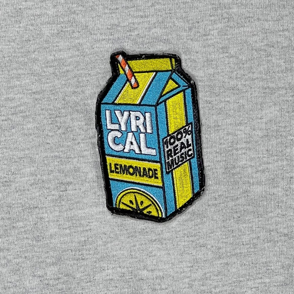 Lyrical Lemonade Lyrics Lemonade Carton Patch Pullover Grey Hoodie Size XL - Picture 10 of 14